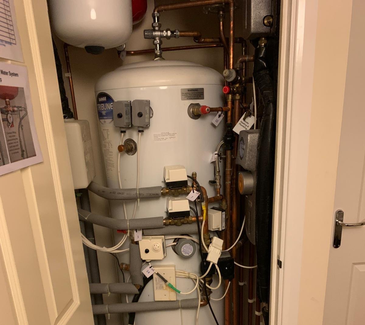 Hot water cylinder and controls checked during a heating service